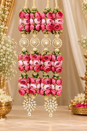 Bride & Groom Varmala Set – Pink Rose Wedding Garlands (Pack of 2, 24 Inch)