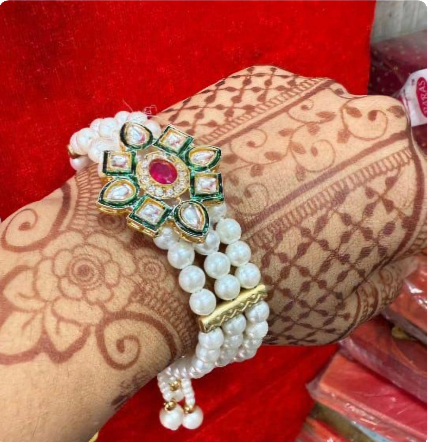 Handmade Pearl Designer Bracelet Rakhi