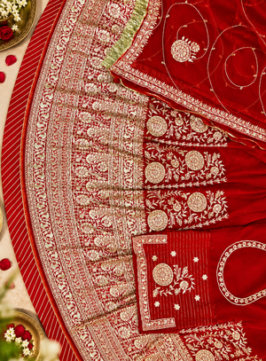 Karwa Chauth Rajasthani Poshak – Heavy Red Traditional Festive Wear for Women