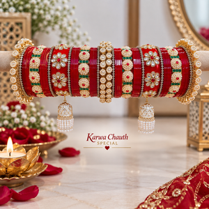 Karwa Chauth Special Traditional Chuda & Bangles Set | Red Festive Bangles