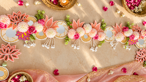 Lotus Mirror Work Bandarwal Toran | Patchwork Floral Door Hanging for Diwali (CODE:PCK)