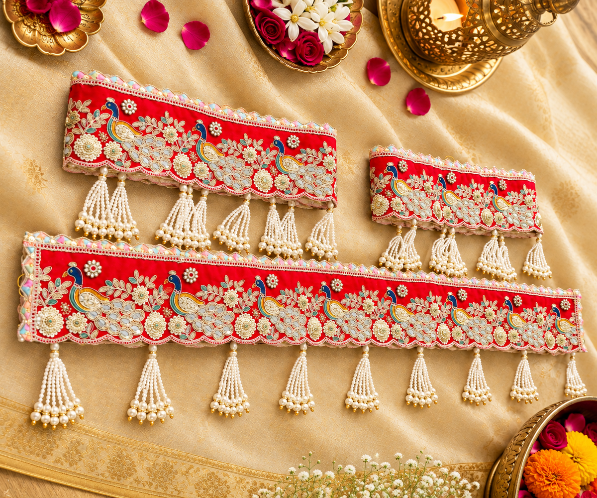 Peacock design handcrafted 40 inch Bandarwal Toran for Diwali door decoration