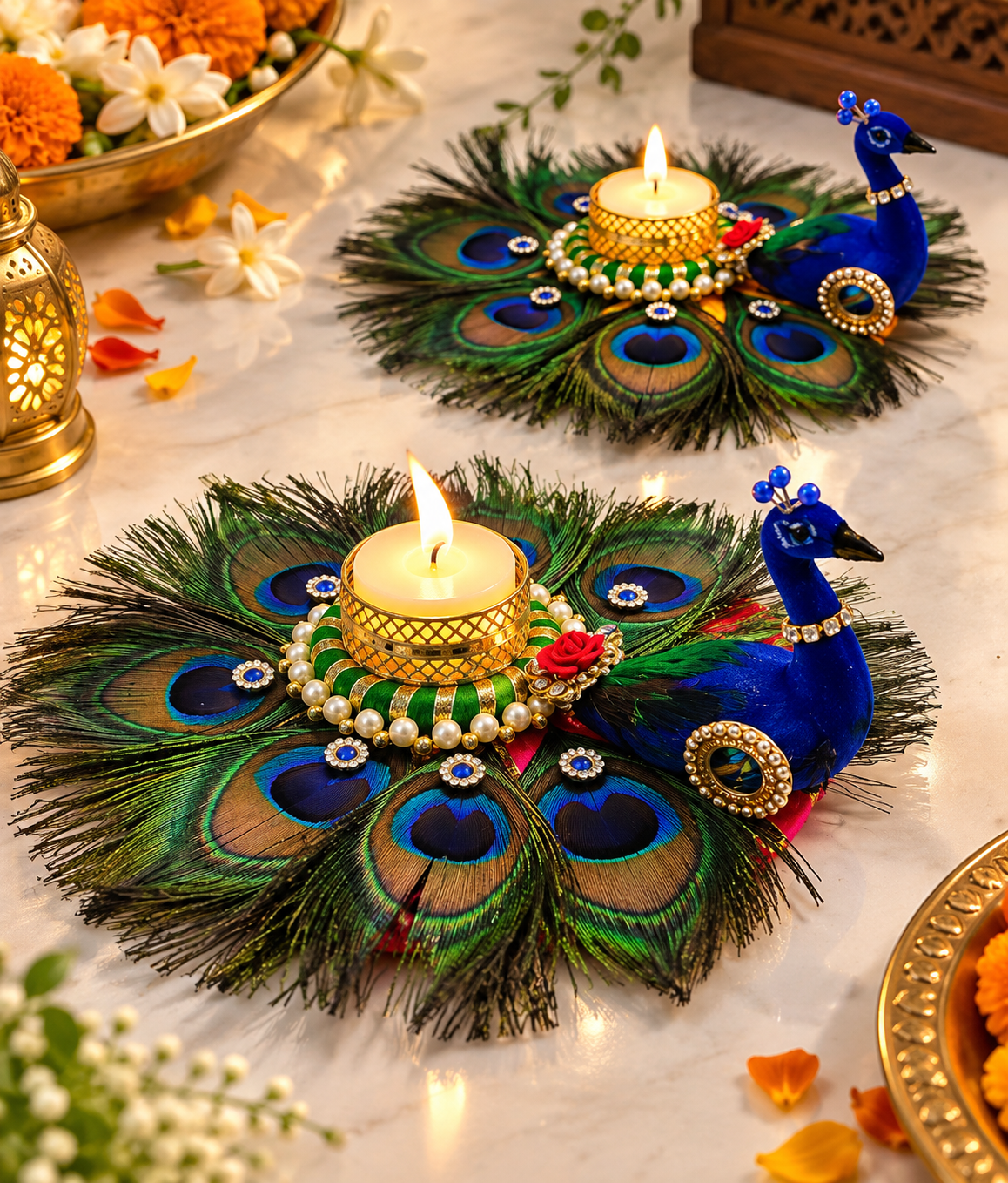 Handcrafted Peacock Tealight Holder
