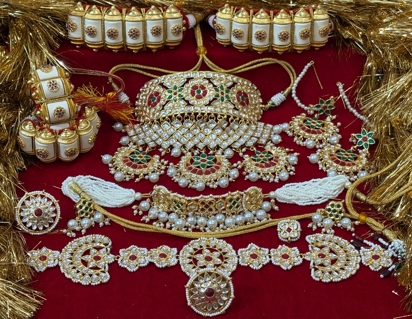 Traditional Royal Rajwari look poshak jewelry set combo