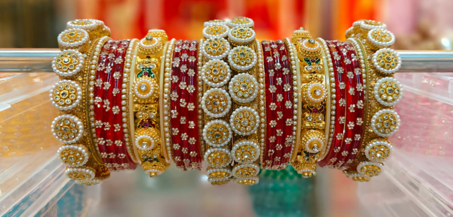 Royal Bridal Chuda with Traditional Kundan Detailing | Designer Wedding Chura Set for Brides
