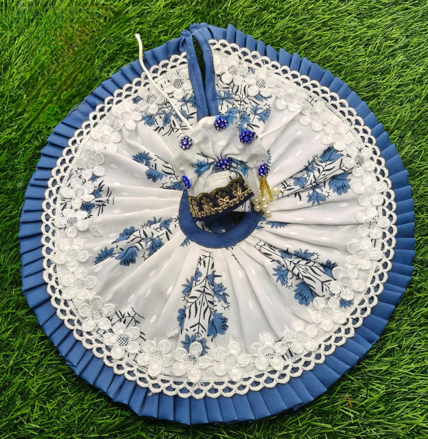 Premium Floral Lace Kanha Ji Poshak with Mukut Pack of 2 | Laddu Gopal Dress