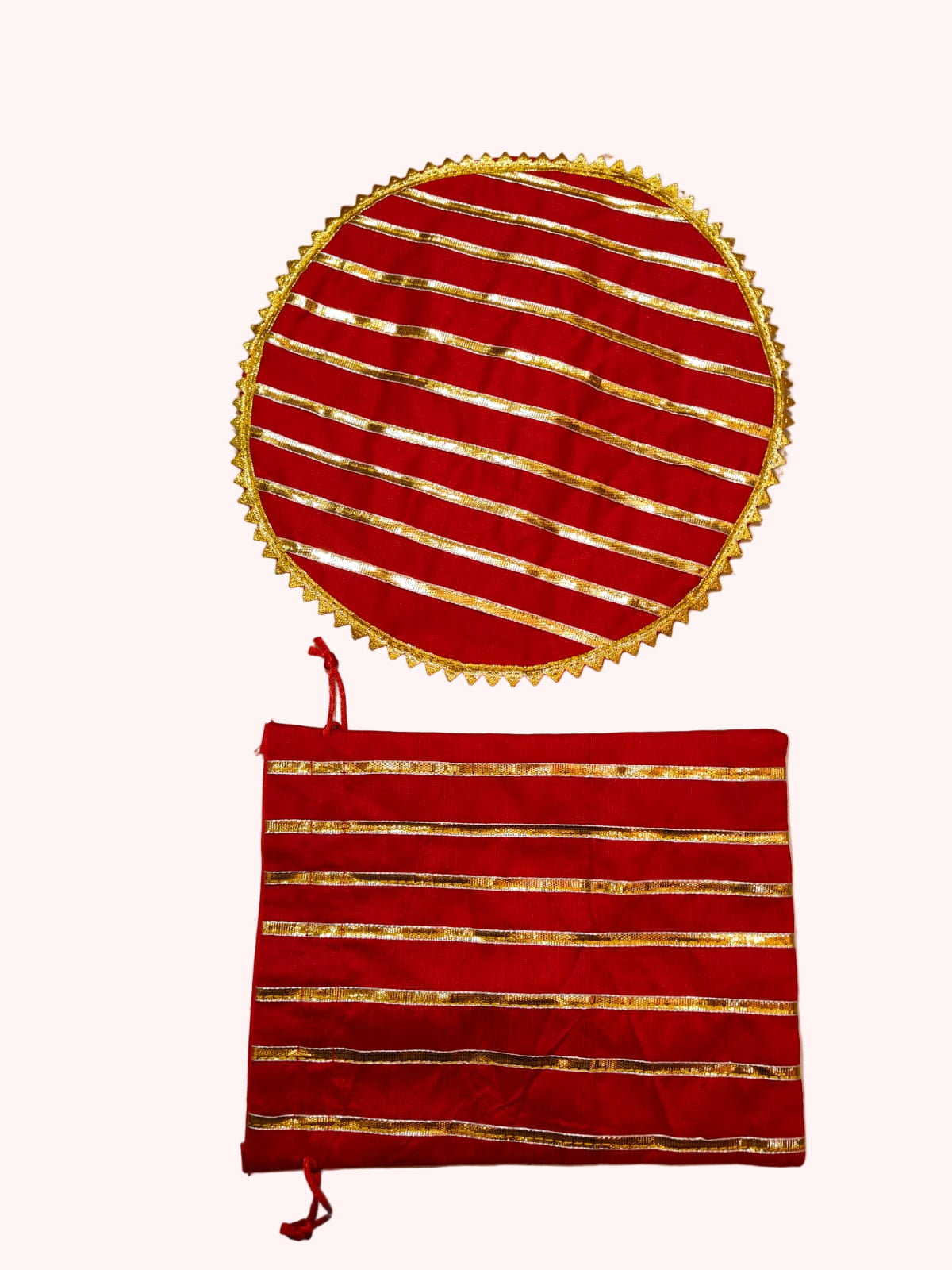 Lahriya beautiful handmade Papad Mangodi set pack of 10 Size - Potli 9/8 inch
Papad bag 11 inch diameter with chain