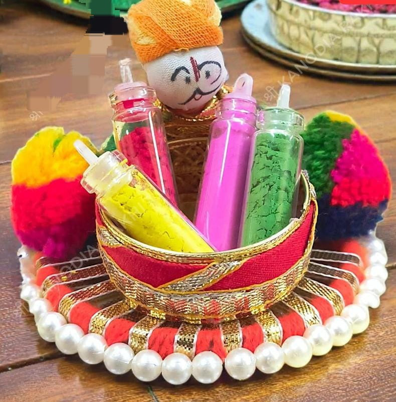Holi Puppet Theme Gulal Platter Pack of 15 | Festive Return Gift & Party Favors