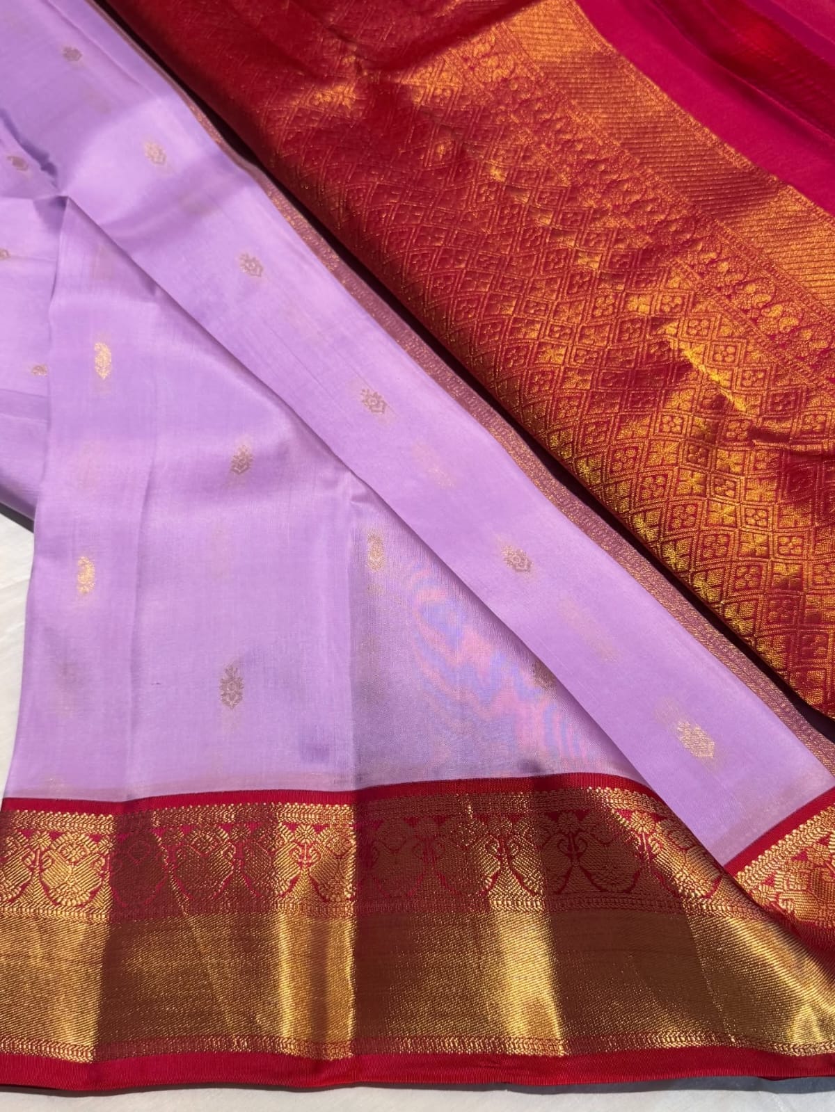 Mauve Rani Pink Kanjivaram Pure Silk Saree with Golden Work | Silk Mark Certified Bridal Saree