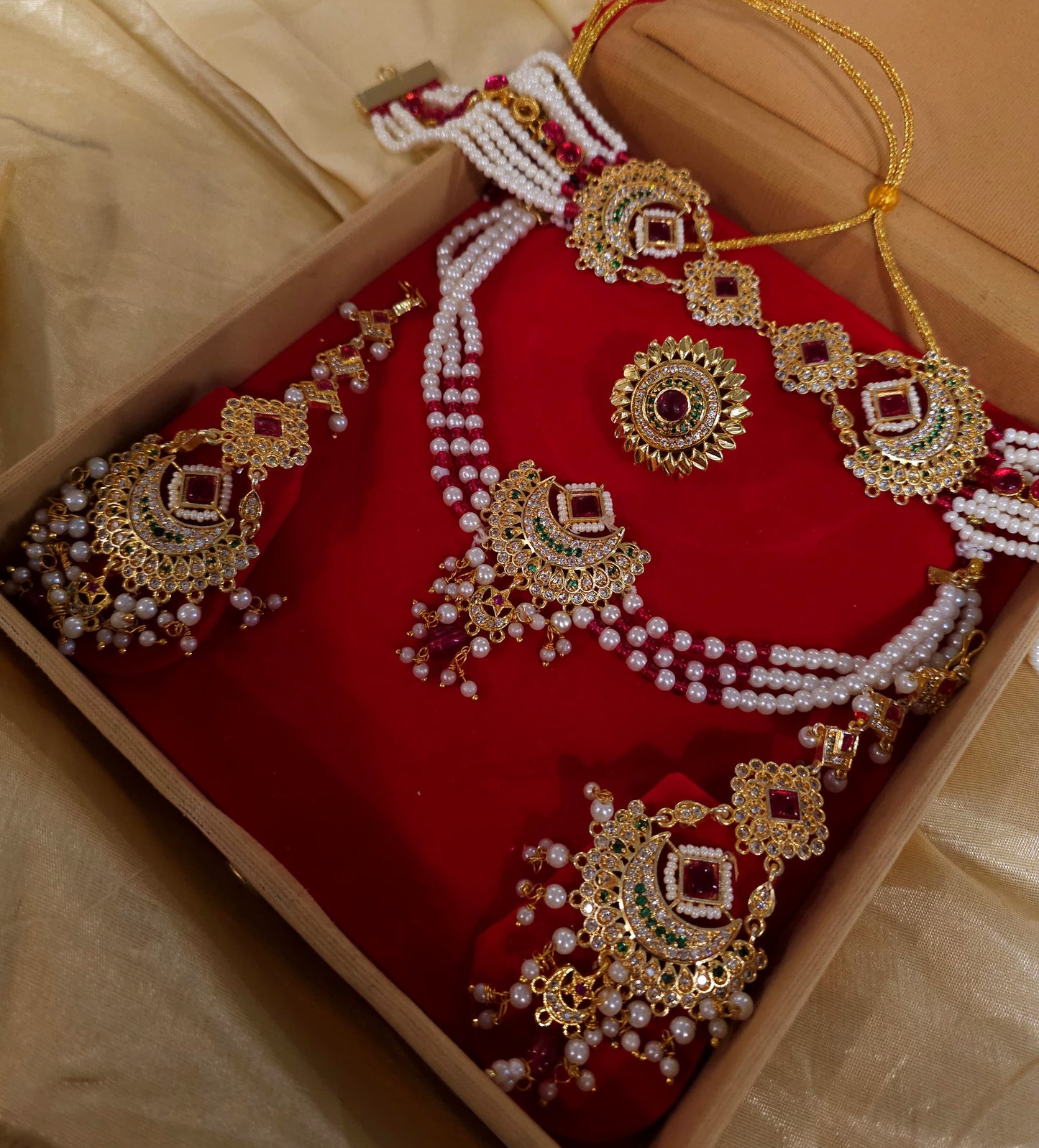 Jadau Jewellery Combo Set – Traditional Bridal Necklace Set for Wedding & Festive Wear