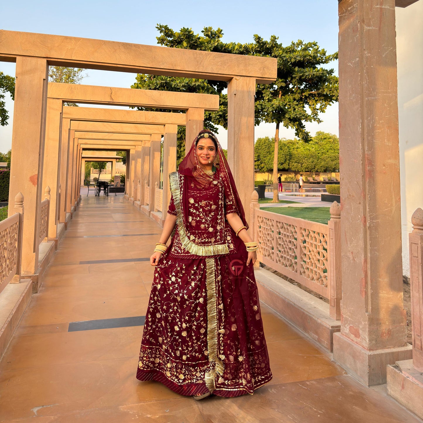 PITRAN Work Zari Aree Elegant Rajasthani poshak