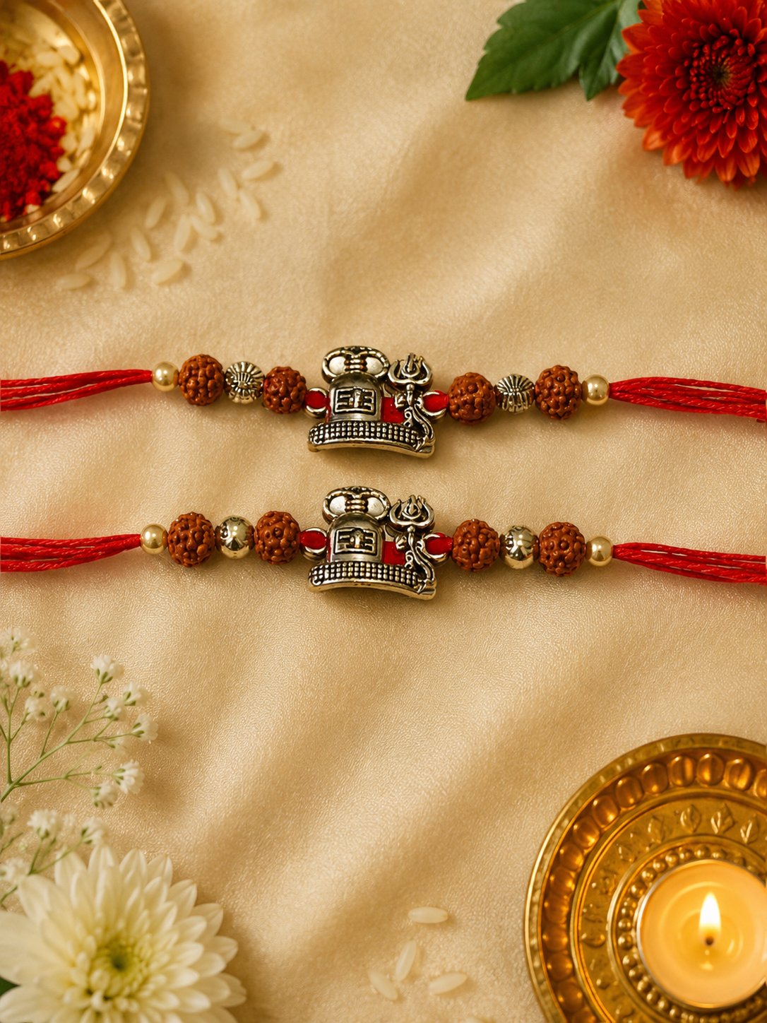 Shivji Rudraksha oxidized silver metal Rakhi pack of 1