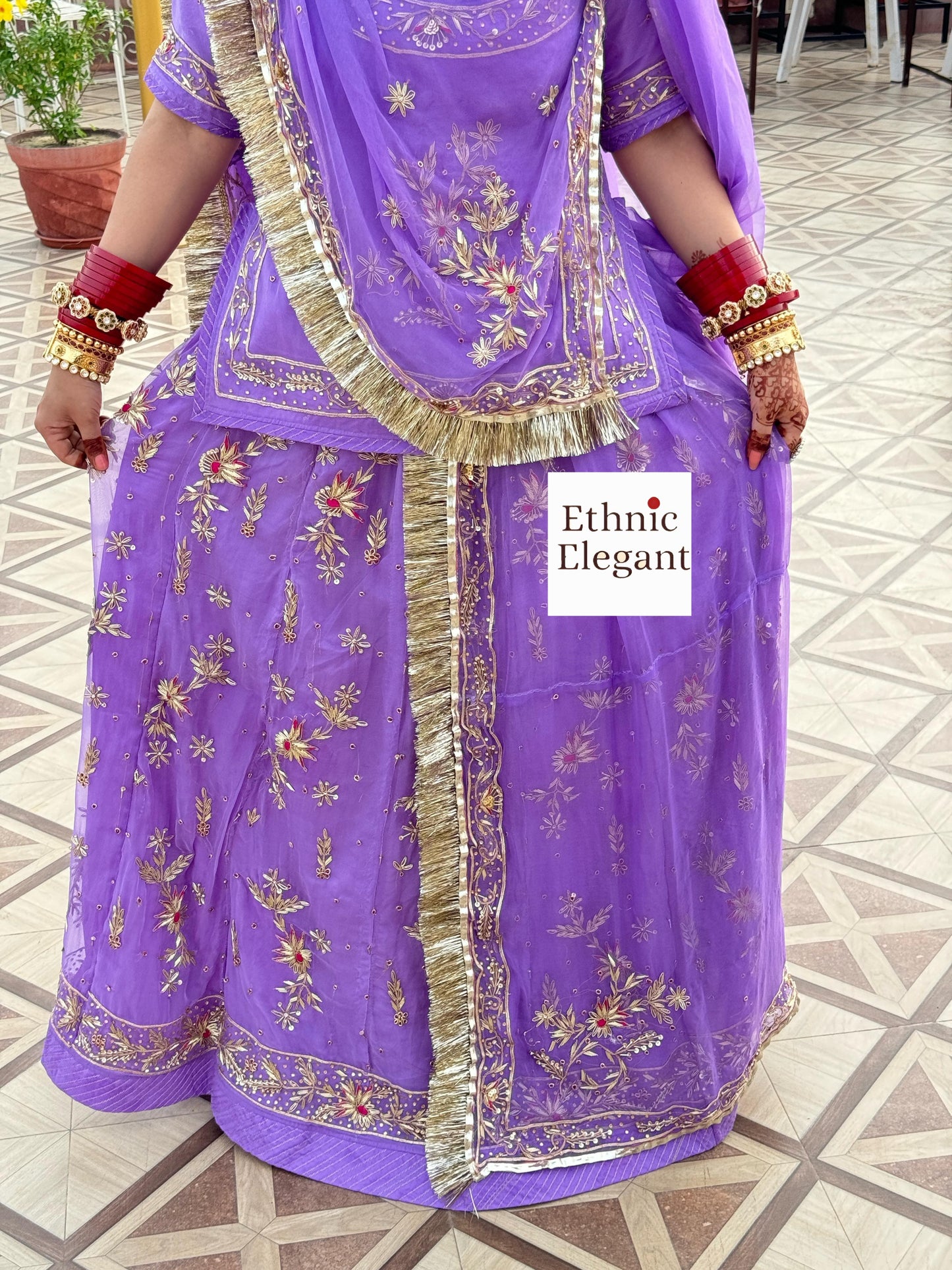 Exquisite Hand Dabka and Kundan heavy work Rajwadi look poshak