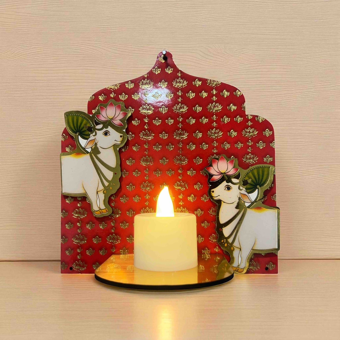 Subh labh Elephant pichwai Tealight diya stand pack of 2