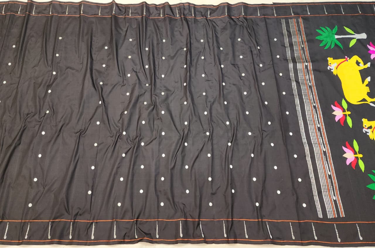 Handloom Single Muniya Pure Silk Paithani Saree | Self Border | Silk Mark Certified