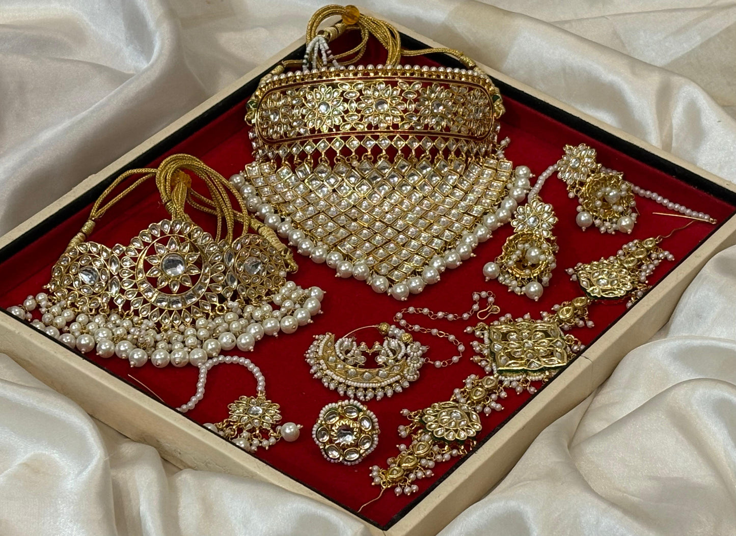Maharani Pearl Kundan Jewelry Set – Royal Bridal Statement Necklace Combo for Wedding & Festive Wear