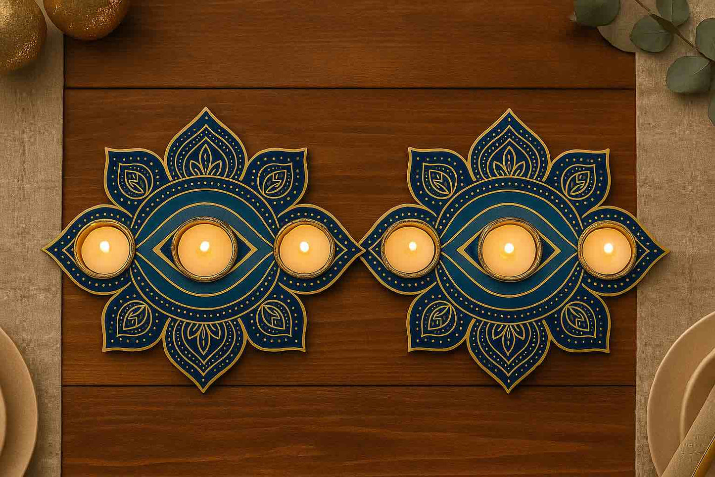 Designer MDF Rangoli plates pack of 2