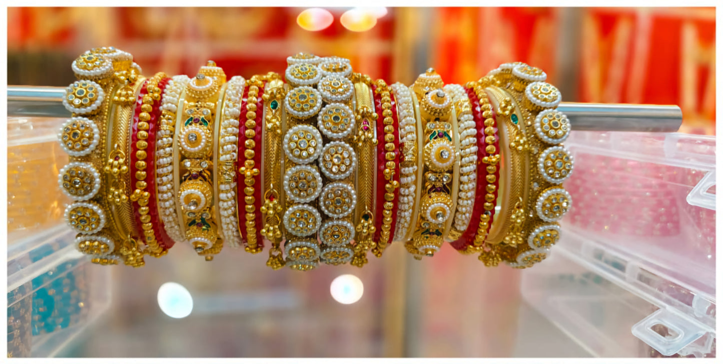 Exclusive Rajputi Chuda Set with Ghoongroo Detailing