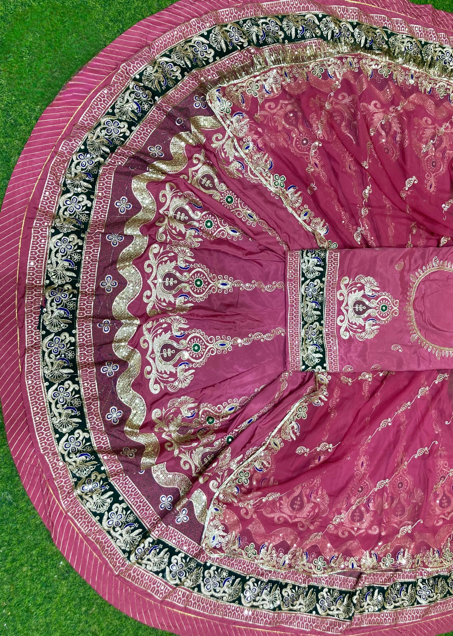 CREPSILK Fabric with pure Odhani 4 MTR GHER Designer Rajputi poshak