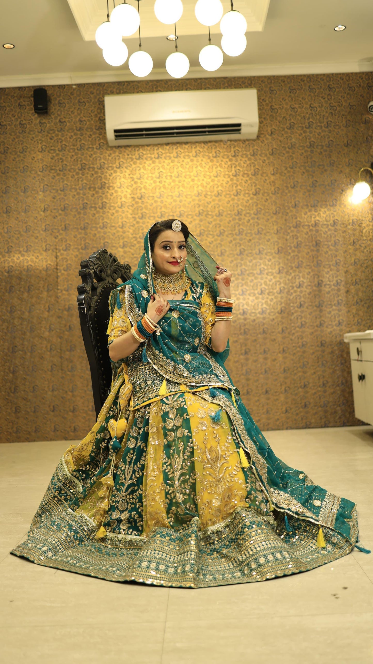 Boutique Designer 4 Meter Ghera Royal Poshak – A Timeless Blend of Tradition and Elegance