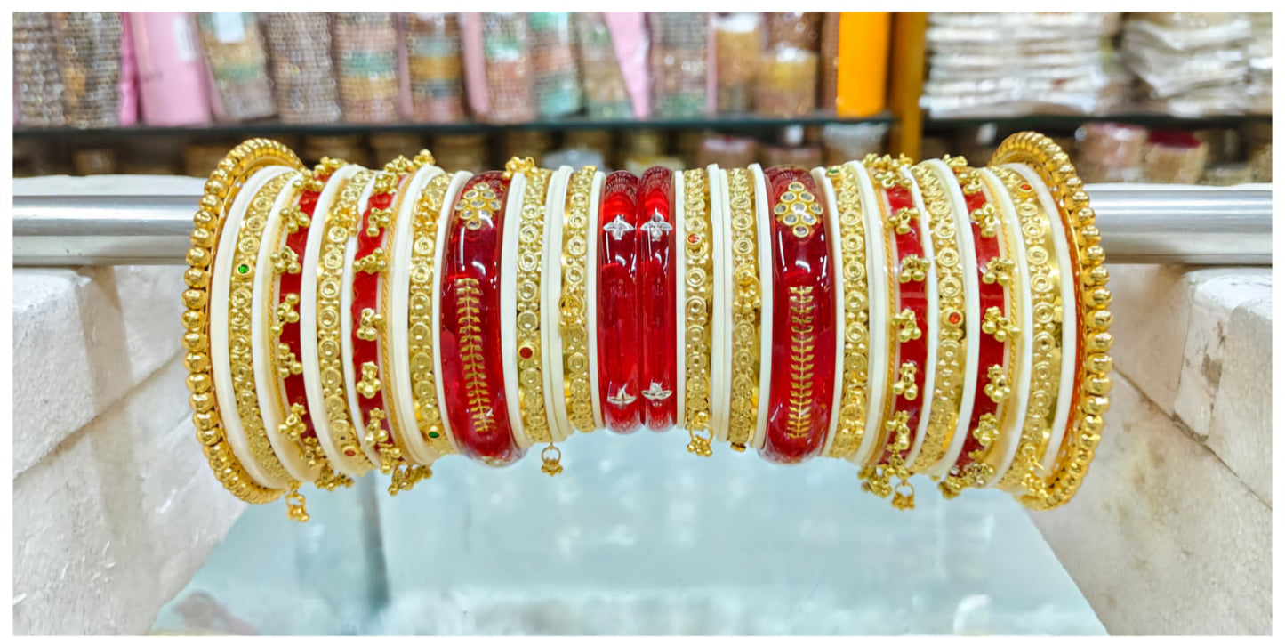 Traditional Poshak Chuda Set – Bridal Rajputi Chuda with Elegant Ethnic Design