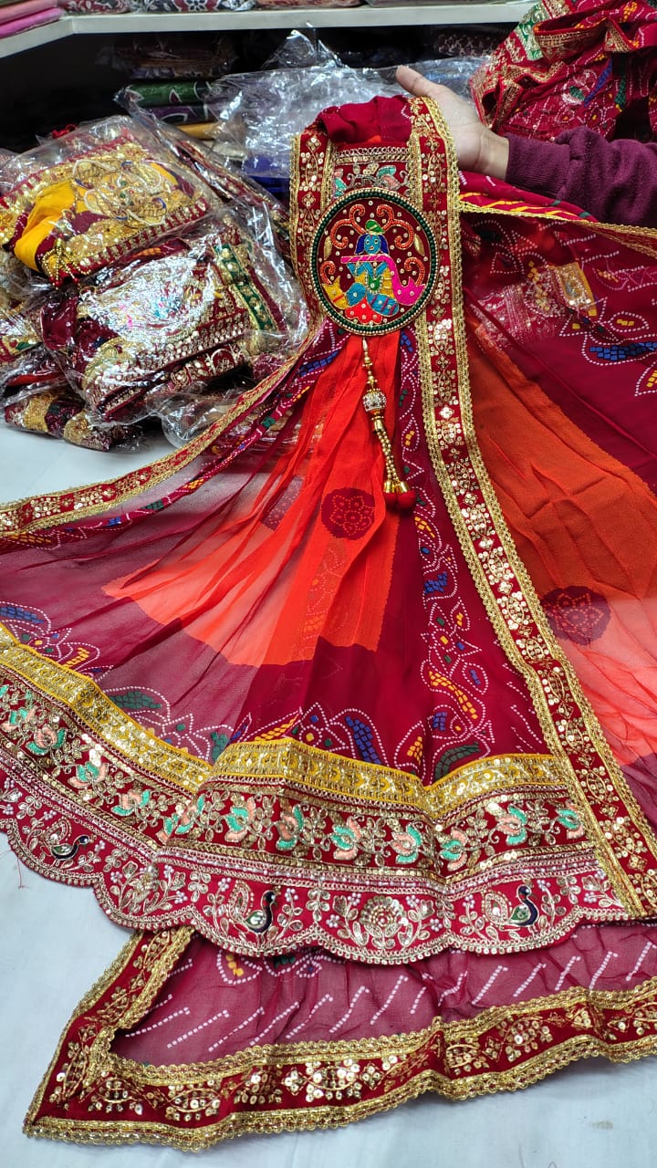 Traditional Pure Georgette Krishna Design Chunri Odhna