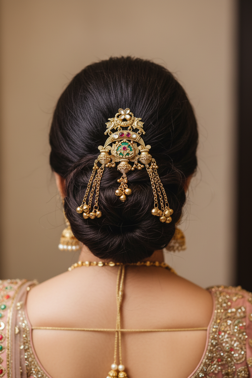 Beautiful Hair Brooch for Women – Bridal Juda Pin Hair Accessory for Wedding & Festive Hairstyles
