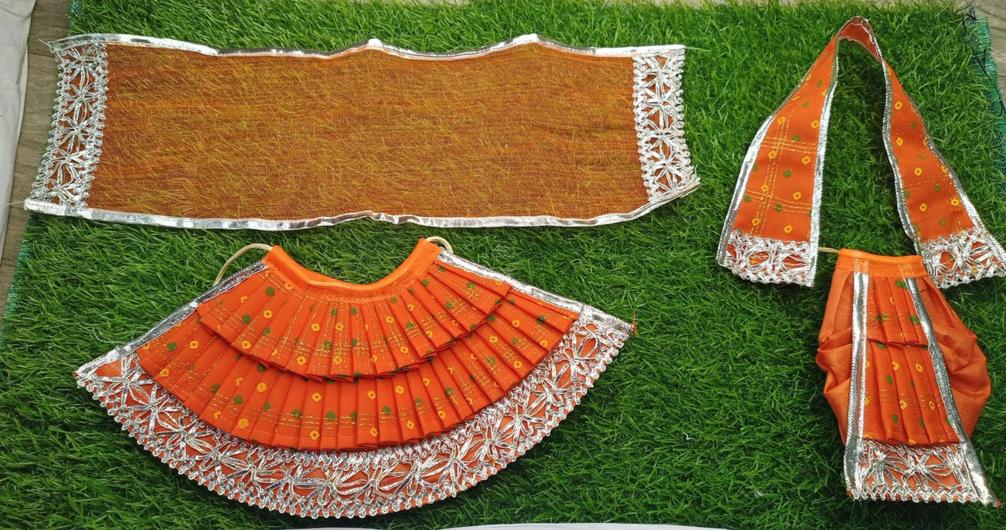 Radha krishna poshak color Red yellow orange purple white 6 piece poshak set 6 inch pack of 2 poshak