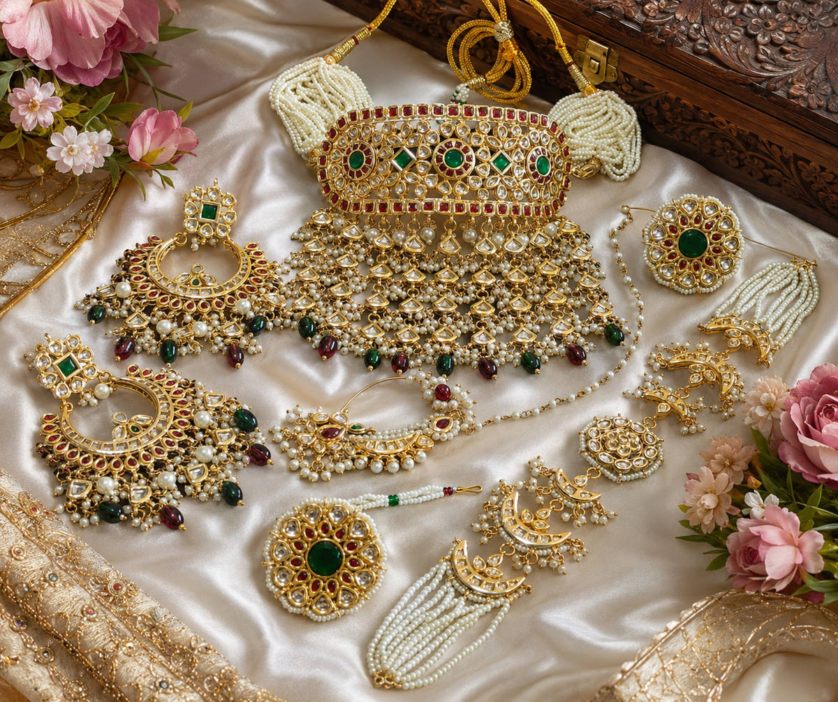 Royal Rajwadi Jewellery Combo Set – Traditional Bridal Necklace Set for Wedding & Festive Wear