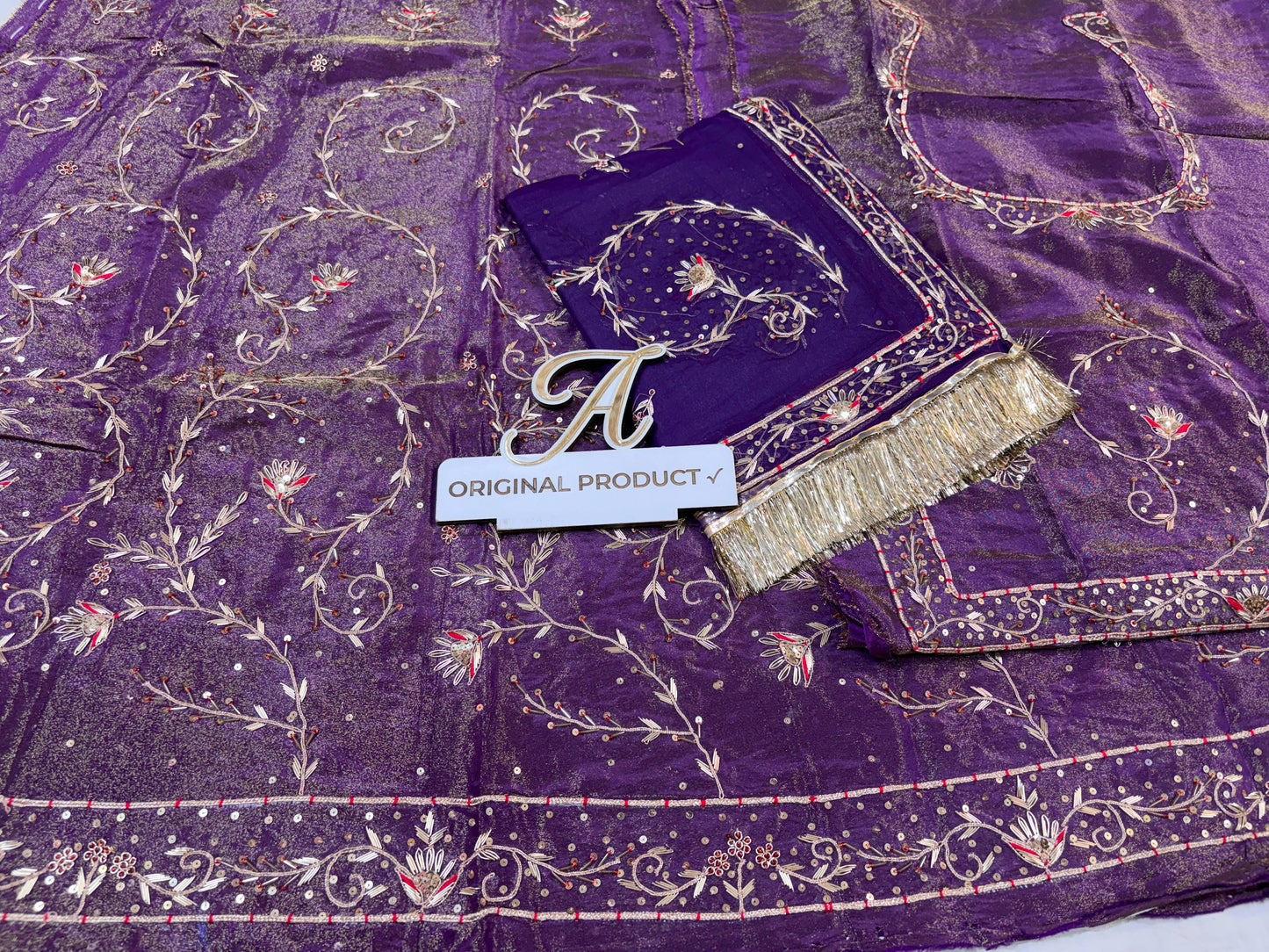 Boutique pure thakourji odhna Jardoji handwork beautiful Tissue poshak