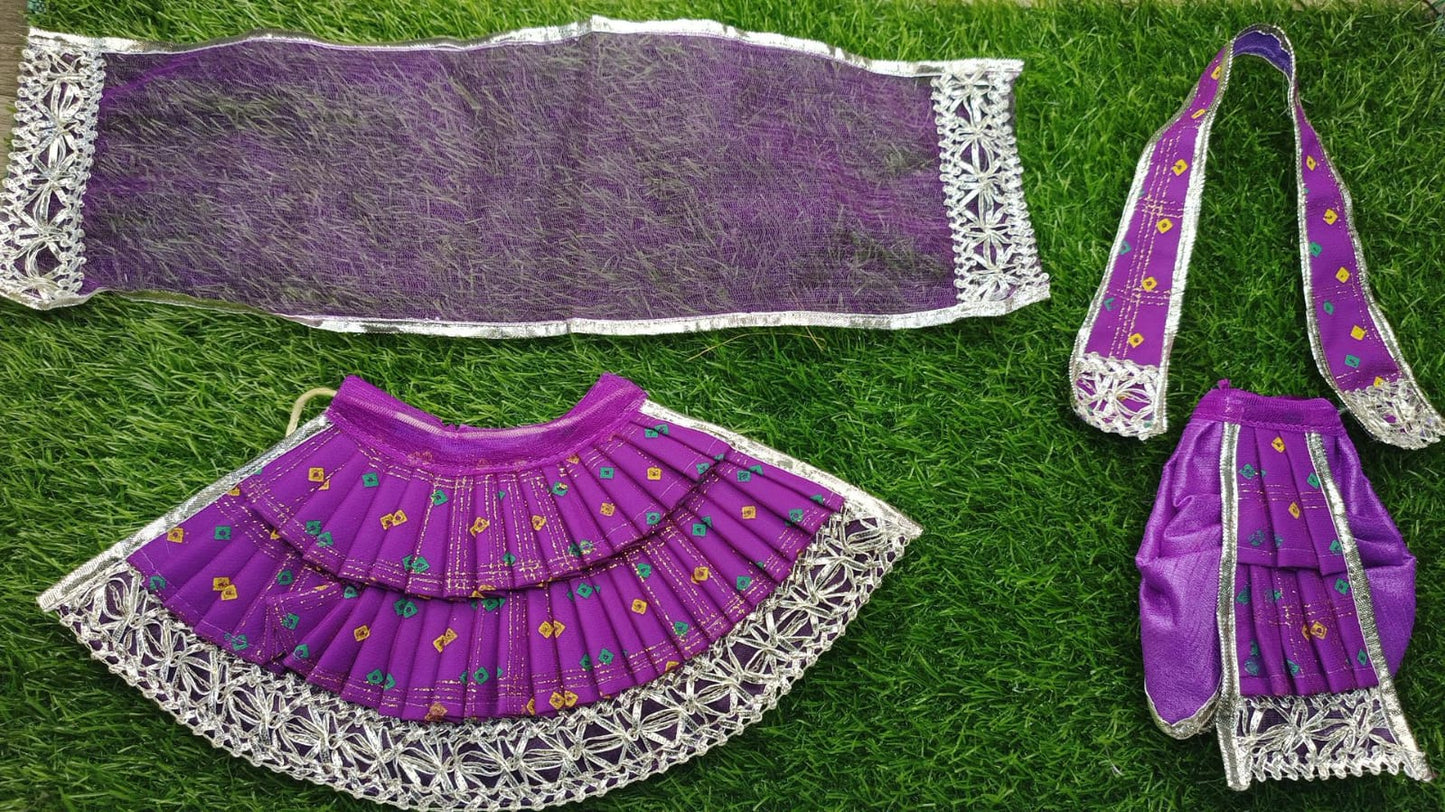 Radha krishna poshak color Red yellow orange purple white 6 piece poshak set 6 inch pack of 2 poshak