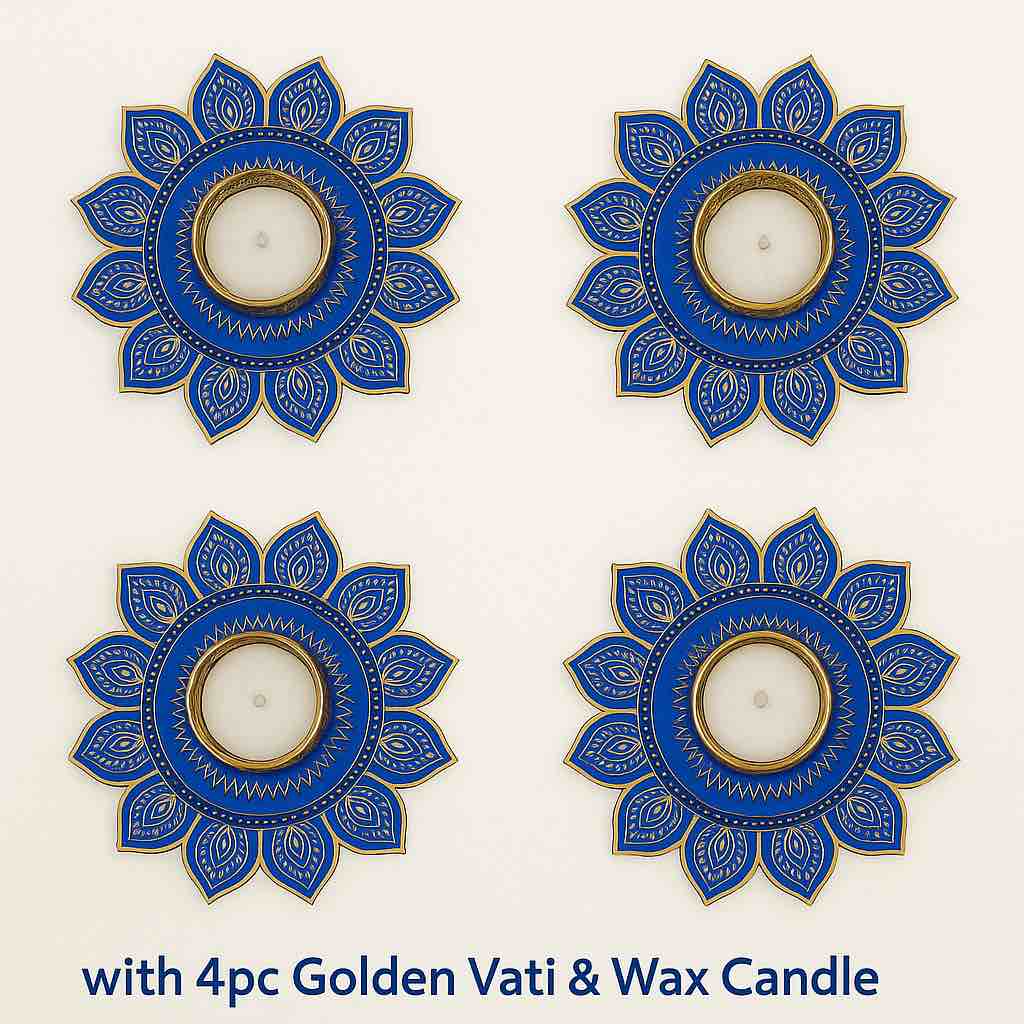 4 pc floral design MDF Rangoli plates
