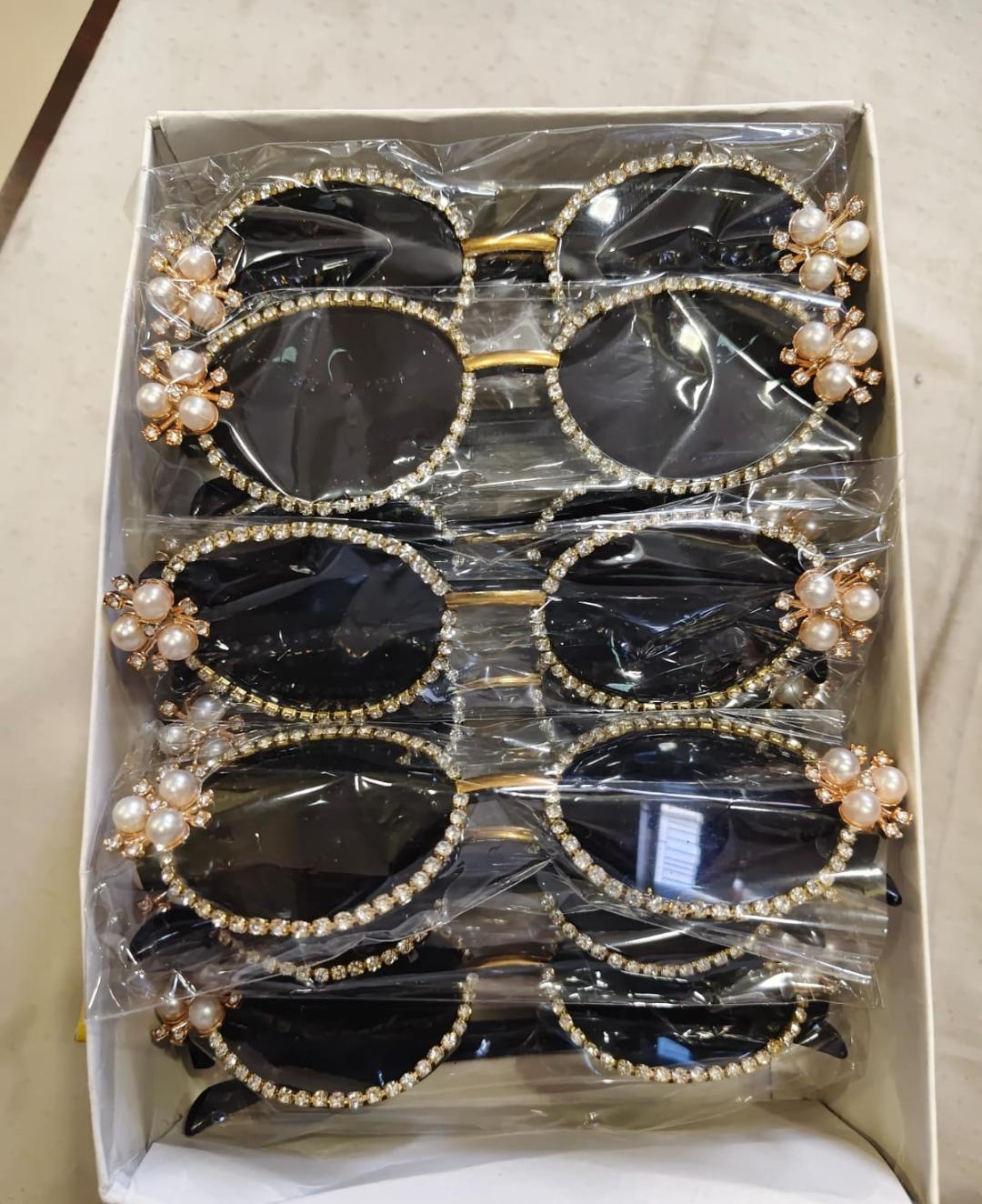 Pearl Blossom Rhinestone Wedding Sunglasses pack of 6