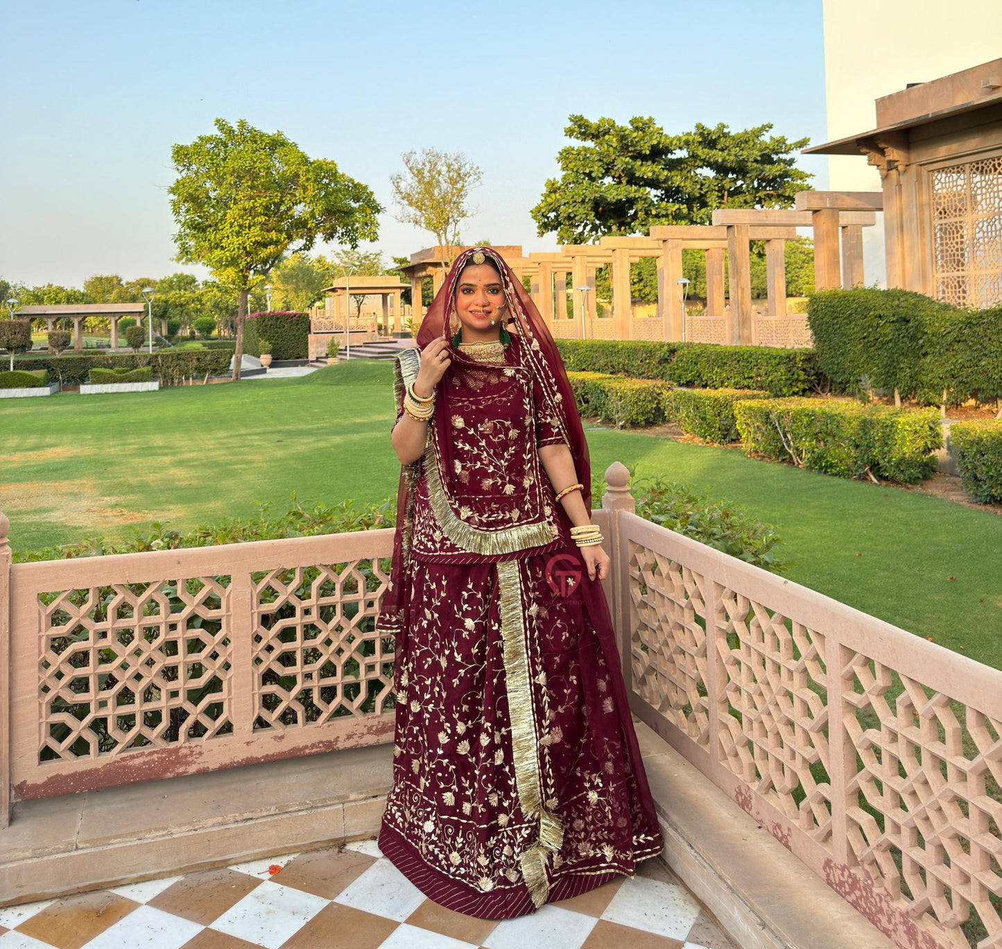 PITRAN Work Zari Aree Elegant Rajasthani poshak