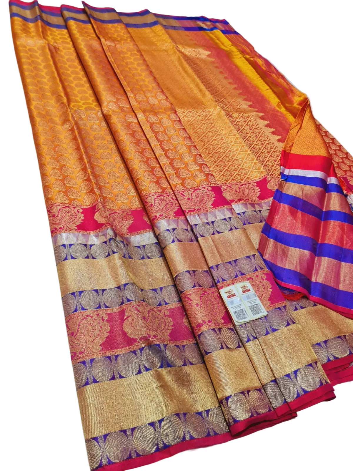 Handloom Kanchipuram Silk Bridal Saree – Silk Mark Certified, Grand Zari Pallu
