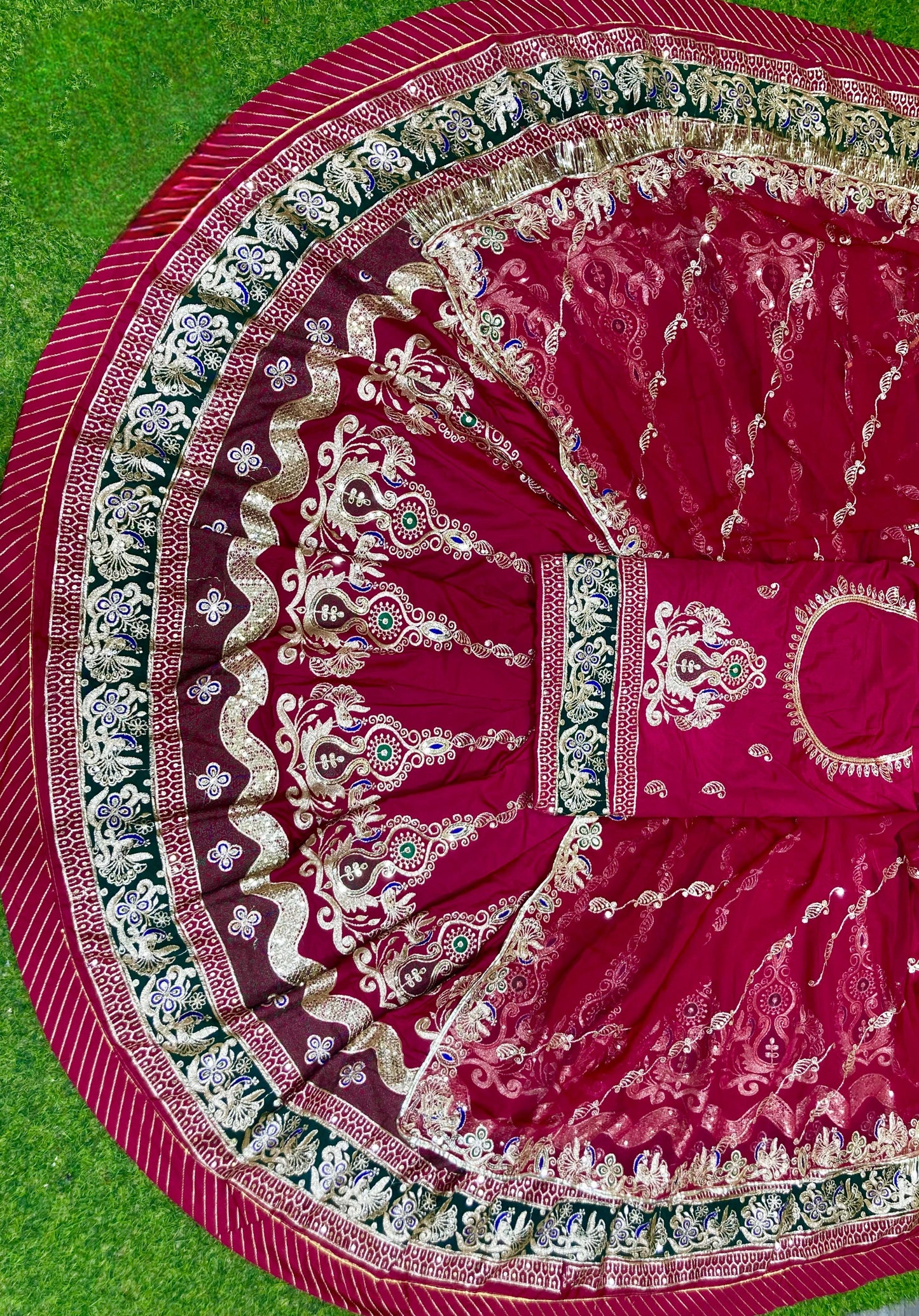 CREPSILK Fabric with pure Odhani 4 MTR GHER Designer Rajputi poshak