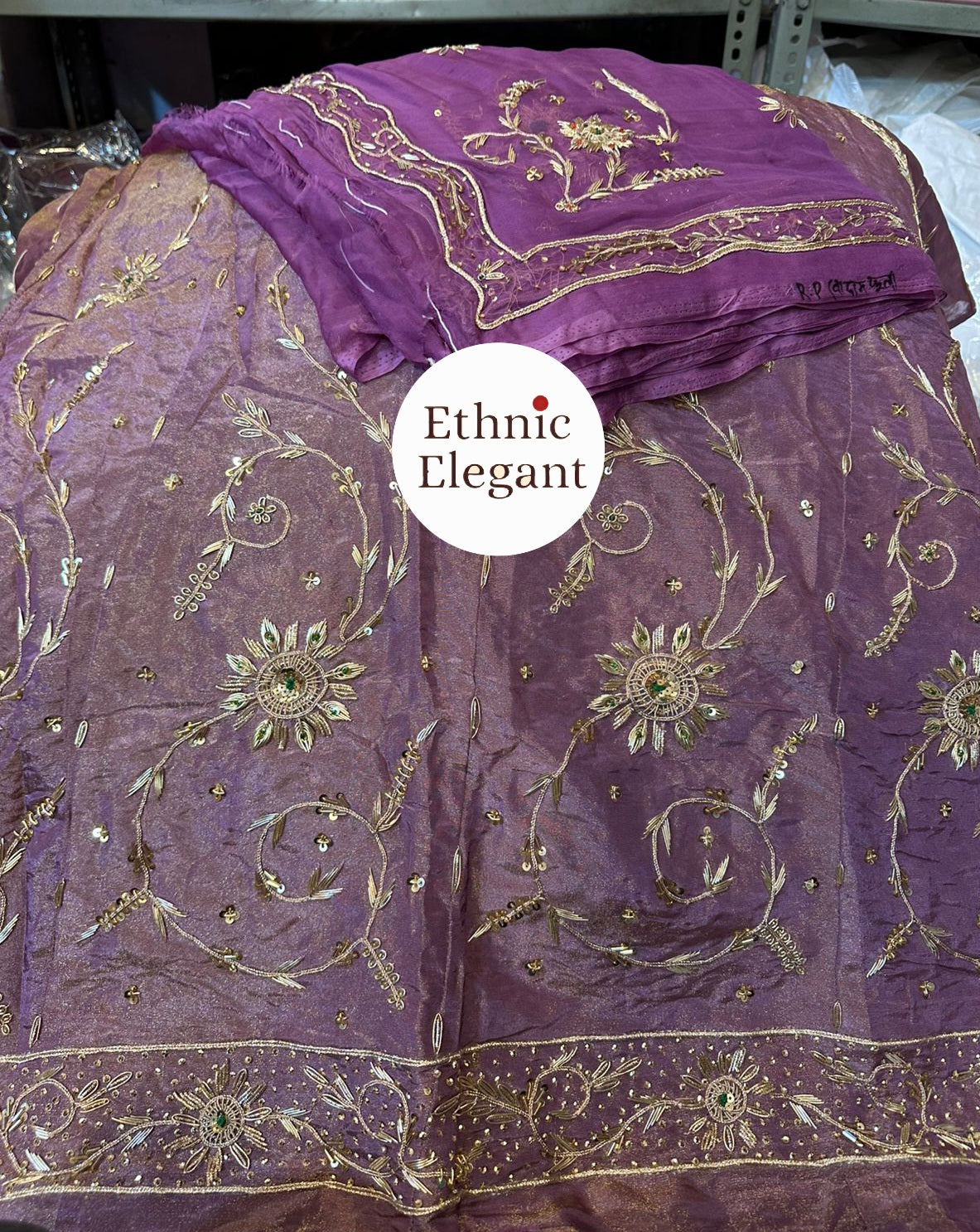 Natural crap / tissue thakurji pure odhna heavy jardoji dabka work elegant poshak