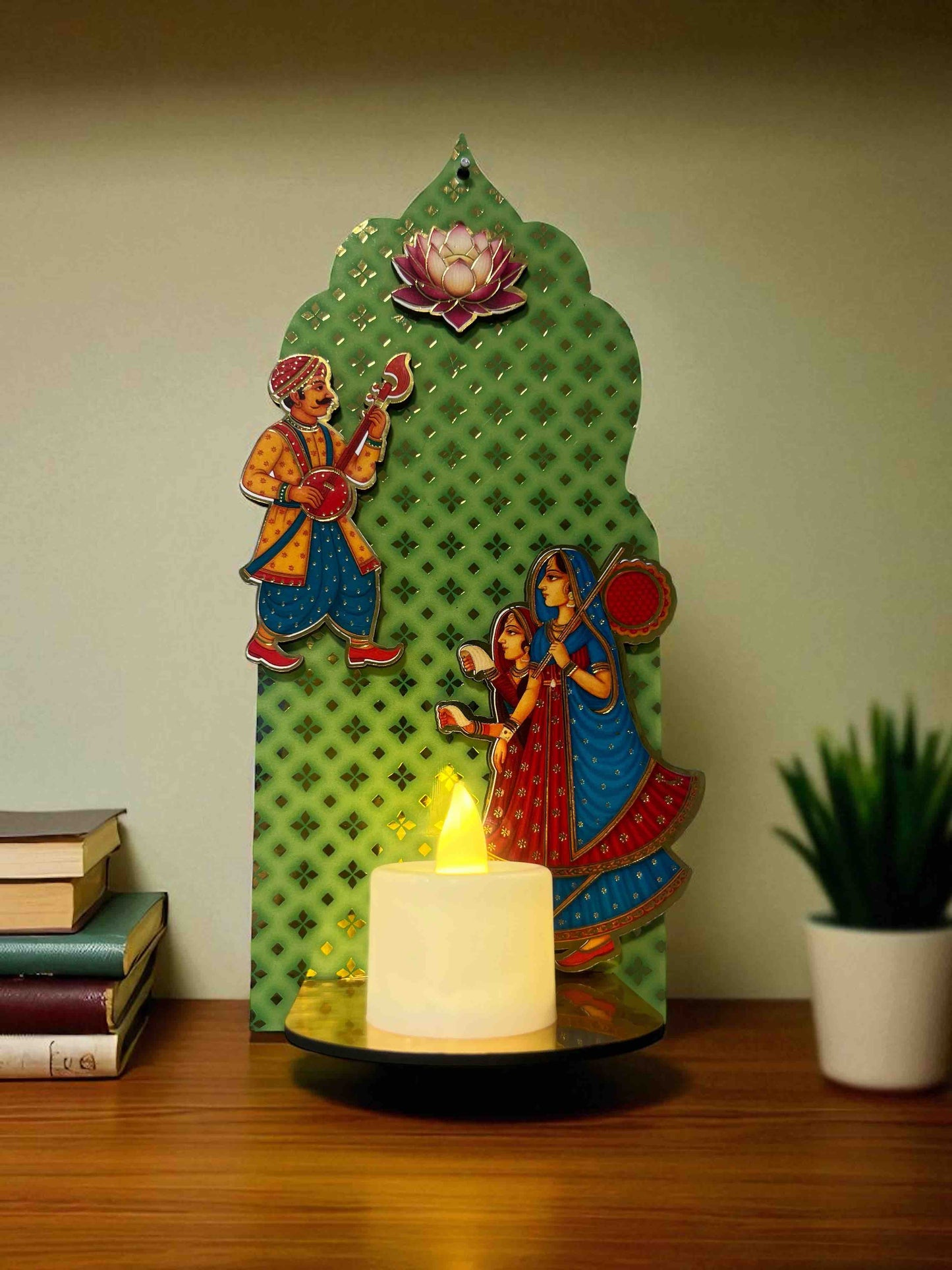 Shree Nath ji pichwai dwarpal MDF base beautiful Tealight diya stand pack of 2