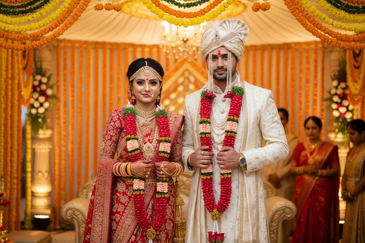 Fresh Rose Handmade Elegant Varmala Pair | Wedding Jaimala for Bride & Groom