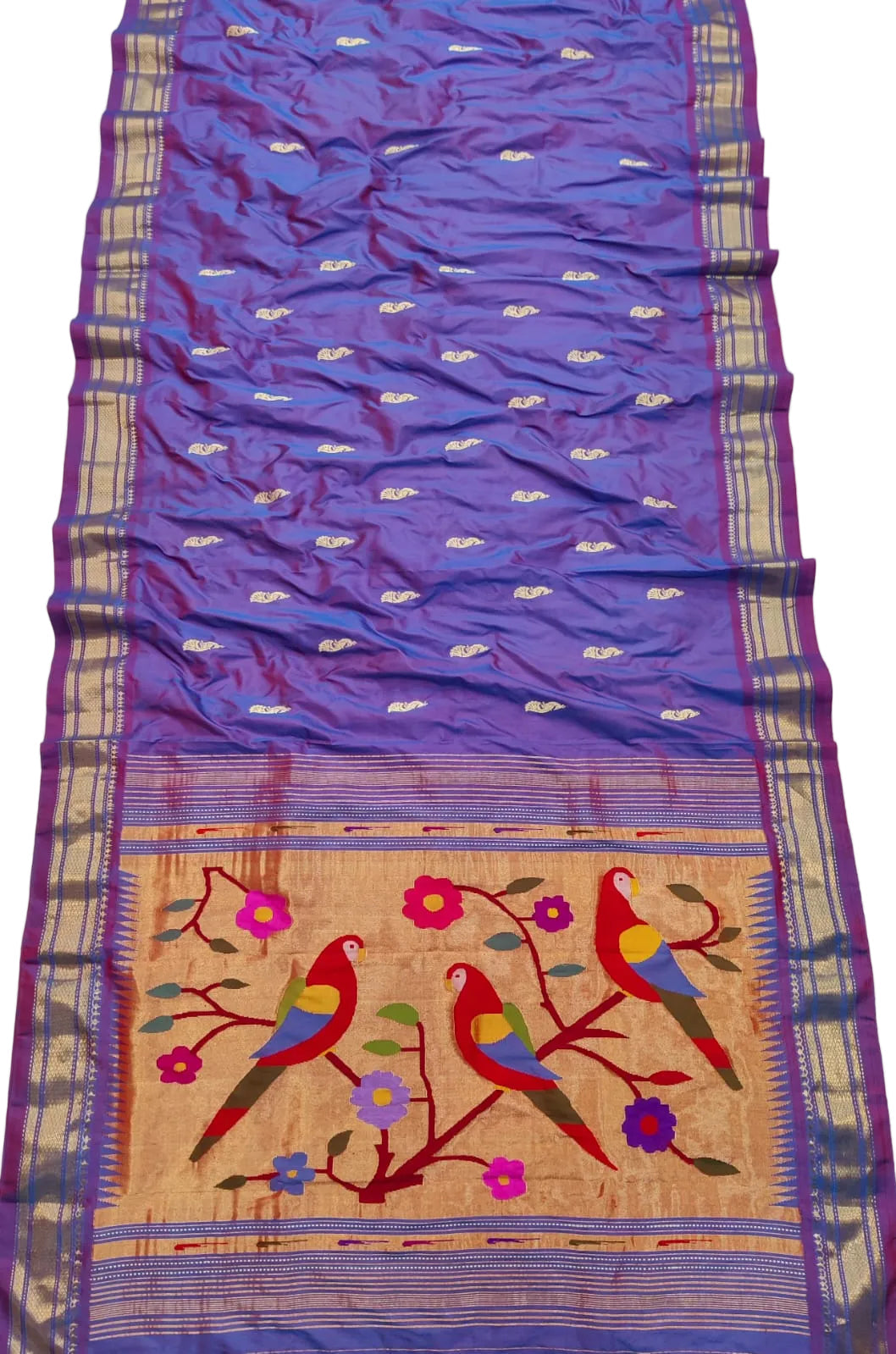 Handloom Golden & Silver Jari Yeola Paithani – Pure Silk saree