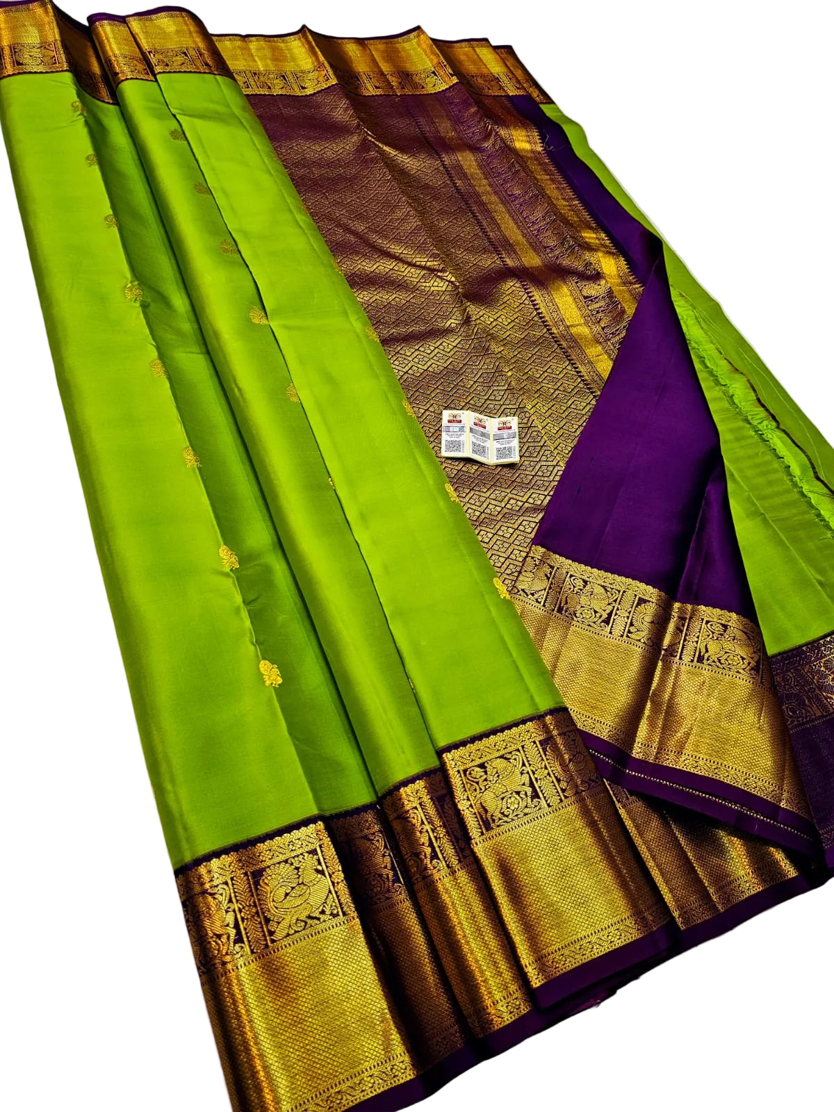 Peacock Colour Designer Zari Butta festival pure silk Kanjivaram Saree silk mark certified