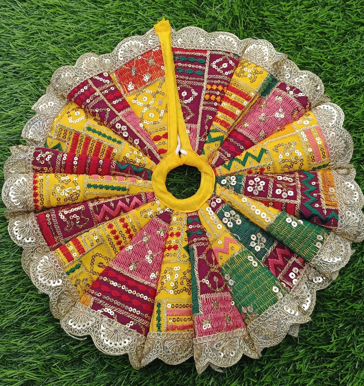 Beautiful full gher embroidery sequence work ladoo gopalji poshak 6 inch pack of 2 poshak