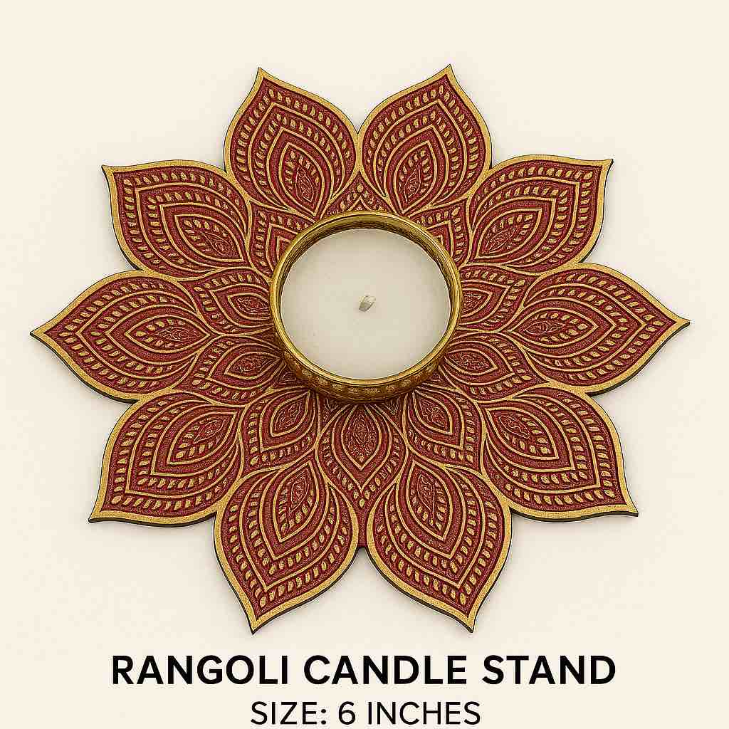 Golden floral designer Rangoli plates pack of 4