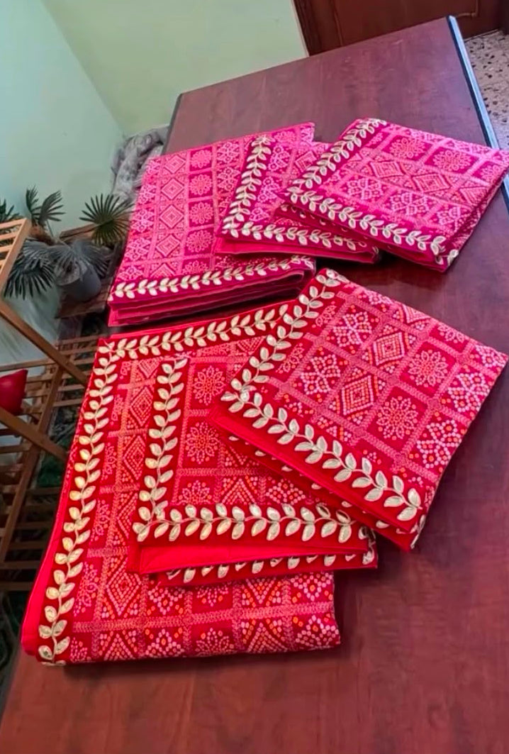 Ghatchola 3 piece Aasan set Color Red/ Rani CODE PCK