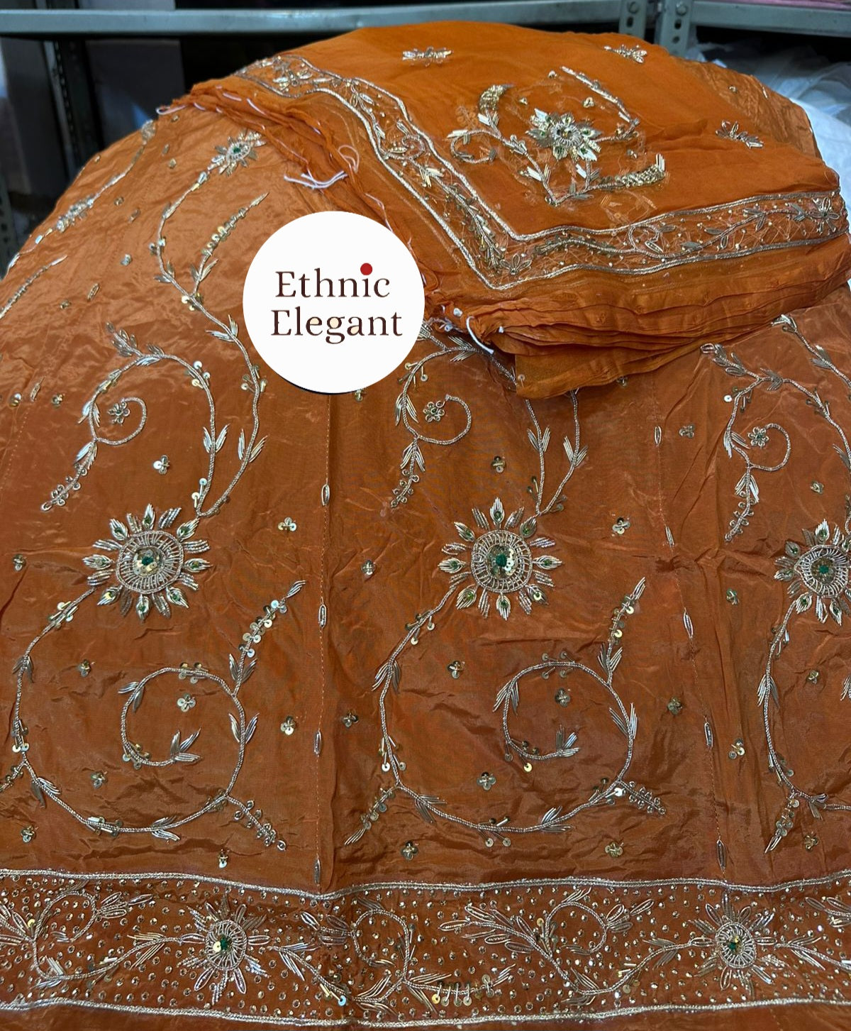 Natural crap / tissue thakurji pure odhna heavy jardoji dabka work elegant poshak