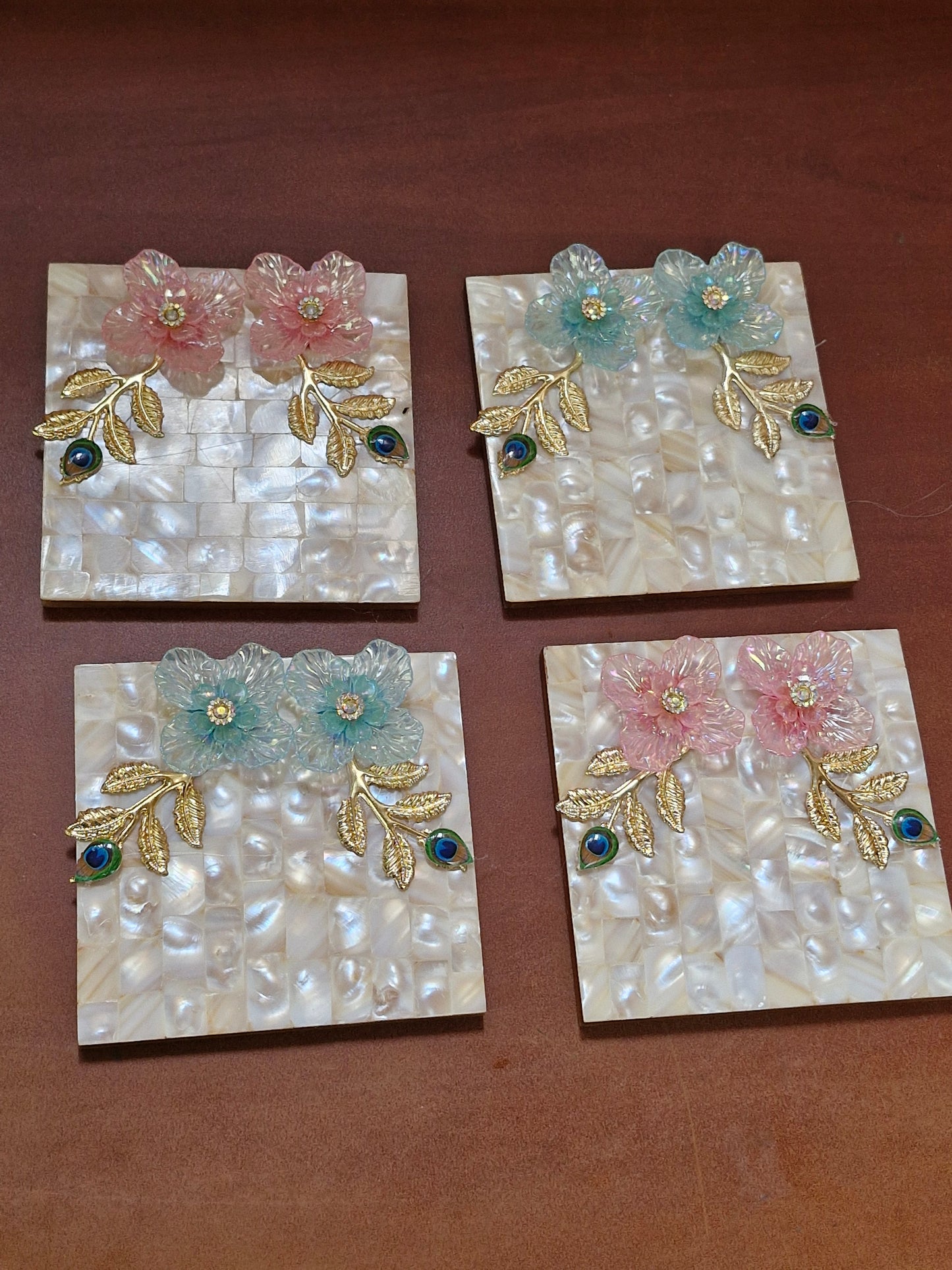Artists touch, beautifully handcrafted Mother of pearls Coin Platters, Money platters 4"inch