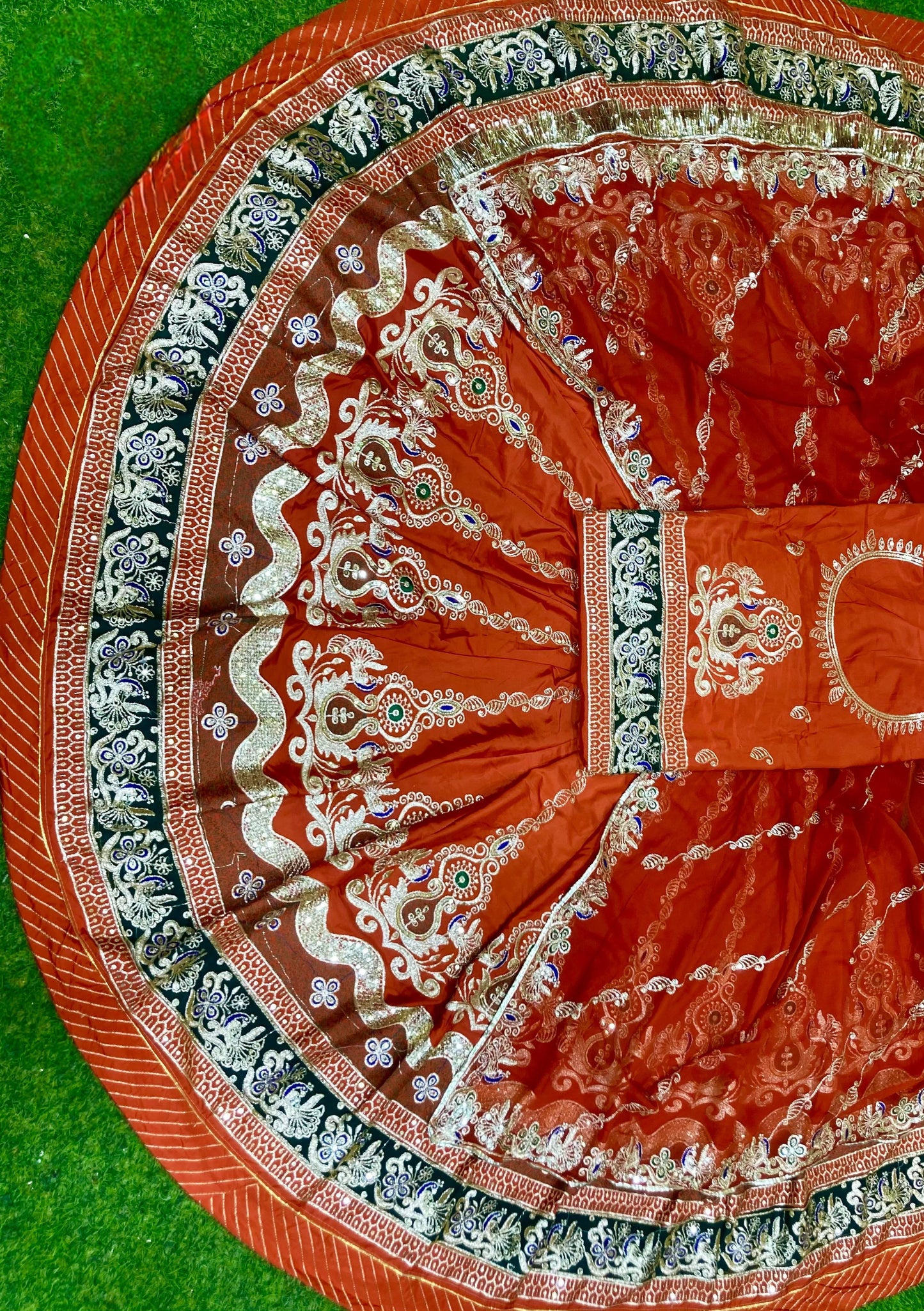 CREPSILK Fabric with pure Odhani 4 MTR GHER Designer Rajputi poshak