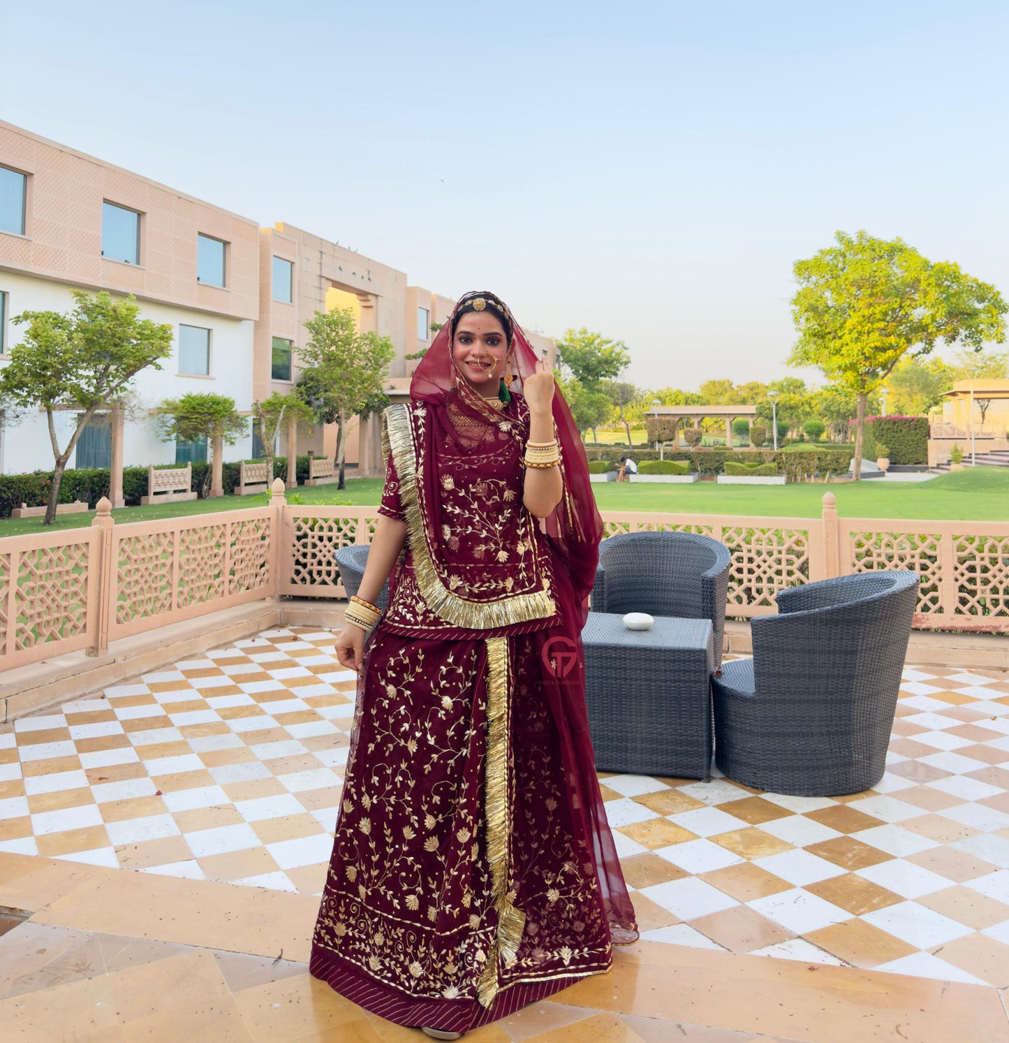 PITRAN Work Zari Aree Elegant Rajasthani poshak