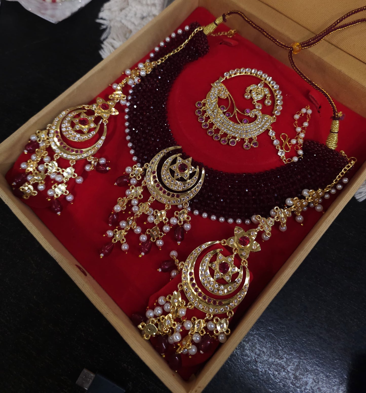 Trending Jadau Jewellery Set with Earrings & Nath – Traditional Bridal Necklace Set for Wedding & Festive Wear (Code: AK)