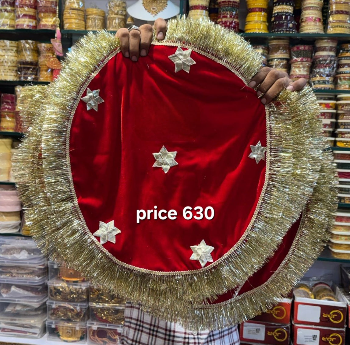 Beautiful handmade Gotta Kiran work Thali/ Bajot/Choki/puja/Gaddi cover